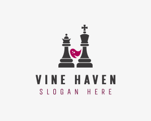 Chess Pieces Wine logo design