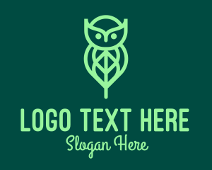 Cute - Green Owl Leaf logo design