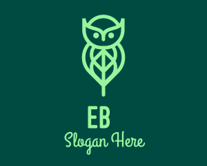 Herbal - Green Owl Leaf logo design