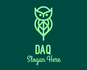 Owl - Green Owl Leaf logo design
