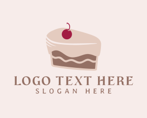 Cake Slice - Retro Cherry Cake logo design