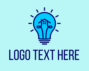Idea - Blue House Lightbulb Electrician logo design