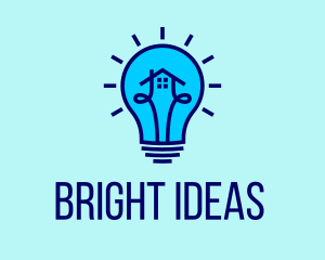 Led - Blue House Lightbulb Electrician logo design