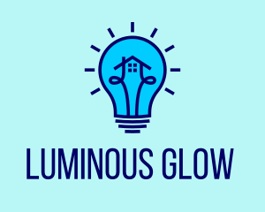 Illumination - Blue House Lightbulb Electrician logo design