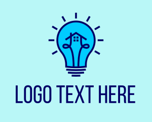 Illumination - Blue House Lightbulb Electrician logo design