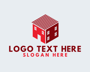 Builders - Red Hexagon Home logo design
