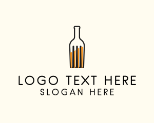 Cocktail Bar - Food Fork Drink Bottle logo design