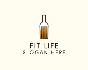 Alcoholic Beverage - Food Fork Drink Bottle logo design