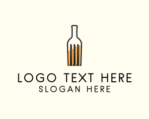 Cocktail - Food Fork Drink Bottle logo design