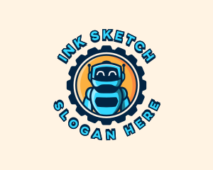 Gear Cartoon Robot logo design