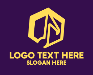 Music Shop - Musical Note Hexagon logo design