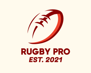 Rugby - Red Football Outline logo design