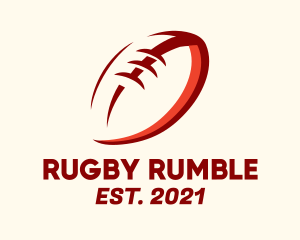 Rugby - Red Football Outline logo design