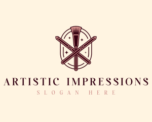 Cosmetic Makeup Brush logo design