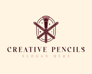 Cosmetic Makeup Brush logo design