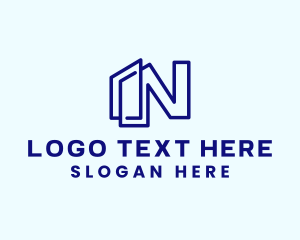 Land Developer - Minimalist Monoline Letter N Building logo design