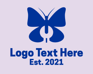 Insect - Blue Butterfly Wrench logo design