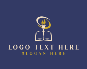 Academy - Book Torch Library logo design