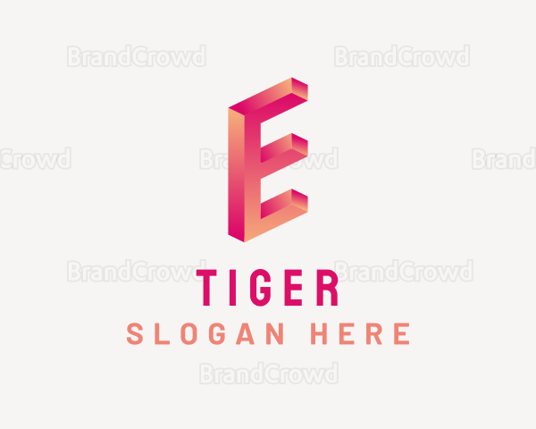 3D Gradient Letter E Logo