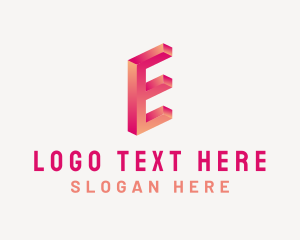 Isometric - 3D Gradient Letter E logo design