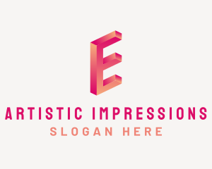 3D Gradient Letter E logo design