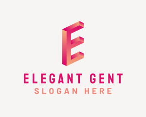 3D Gradient Letter E logo design