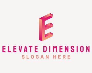 3D Gradient Letter E logo design