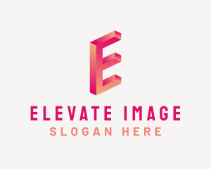 3D Gradient Letter E logo design