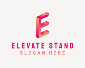 3D Gradient Letter E logo design