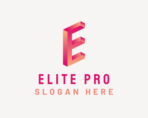 3D Gradient Letter E logo design