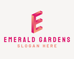 3D Gradient Letter E logo design