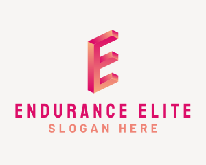 3D Gradient Letter E logo design