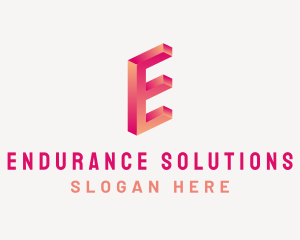 3D Gradient Letter E logo design