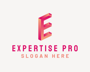 3D Gradient Letter E logo design