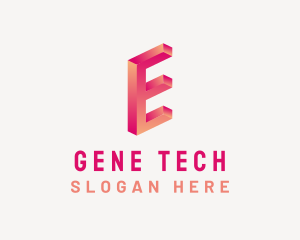 3D Gradient Letter E logo design