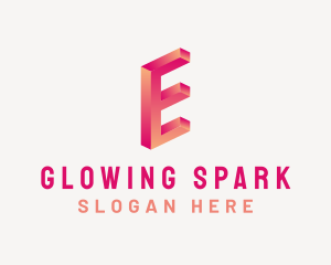 3D Gradient Letter E logo design