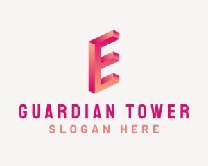 3D Gradient Letter E logo design