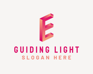 3D Gradient Letter E logo design