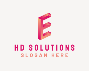 3D Gradient Letter E logo design