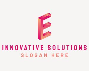 3D Gradient Letter E logo design