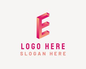 3D Gradient Letter E logo design