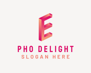 3D Gradient Letter E logo design