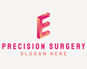 3D Gradient Letter E logo design