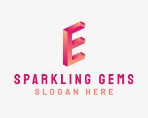 3D Gradient Letter E logo design