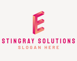 3D Gradient Letter E logo design