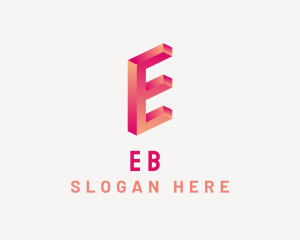 3D Gradient Letter E logo design