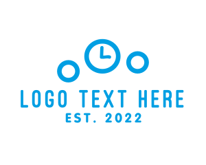 Timeless - Blue Bubbles Clock logo design