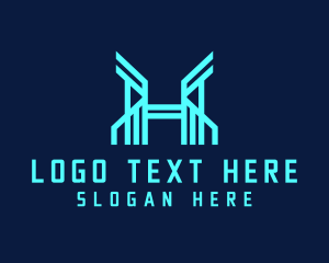 Symmetrical - Online Network Letter H logo design