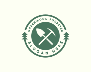 Forest Shovel Axe logo design