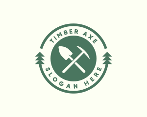 Forest Shovel Axe logo design